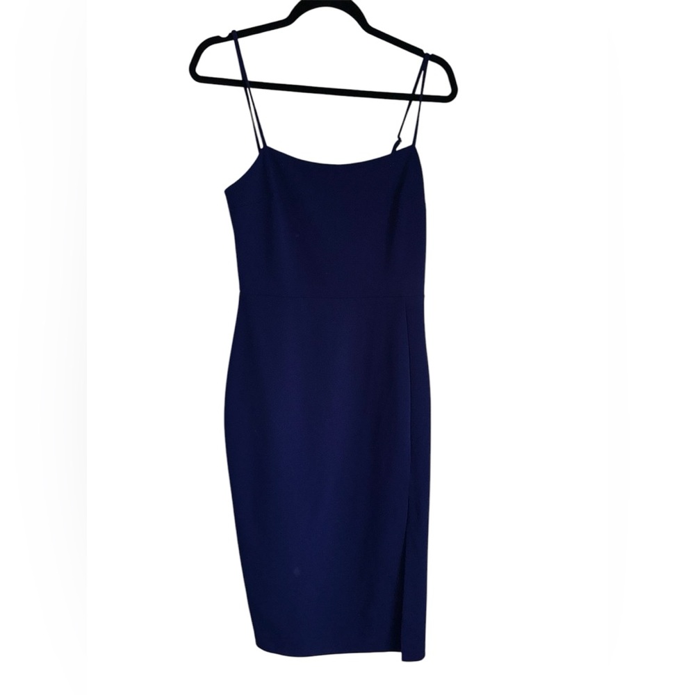 NWT Express Navy Blue Front Slit Zip Side Cami Sheath Dress Size s PENCIL